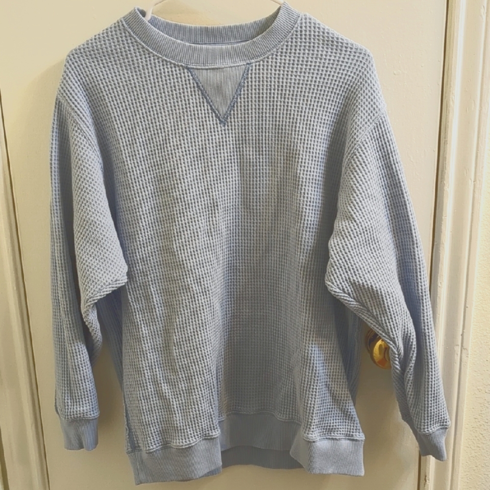 Aerie Small Light Blue Waffle Texture Sweatshirt